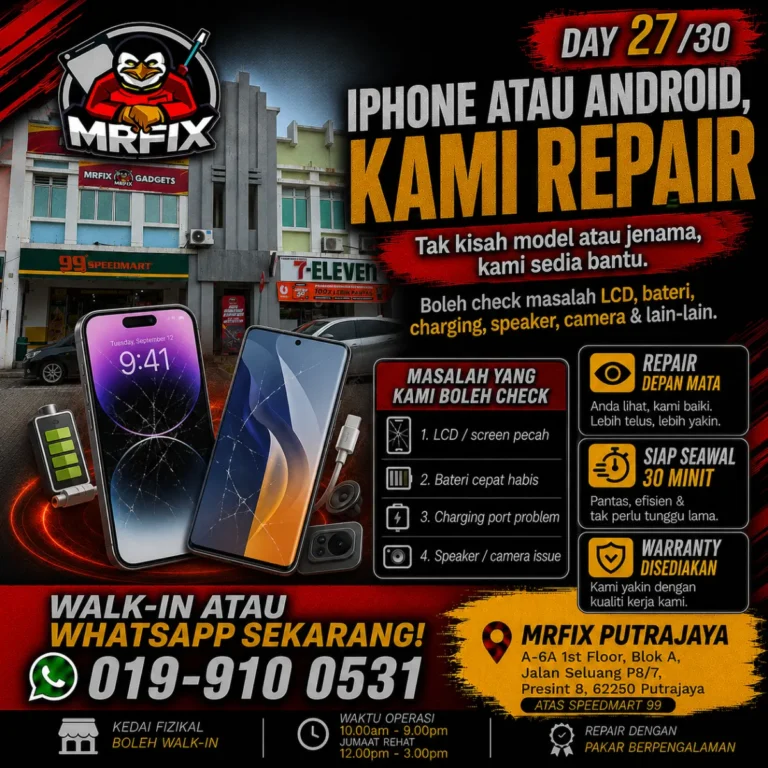 Kedai repair phone Puchong untuk iPhone dan Android