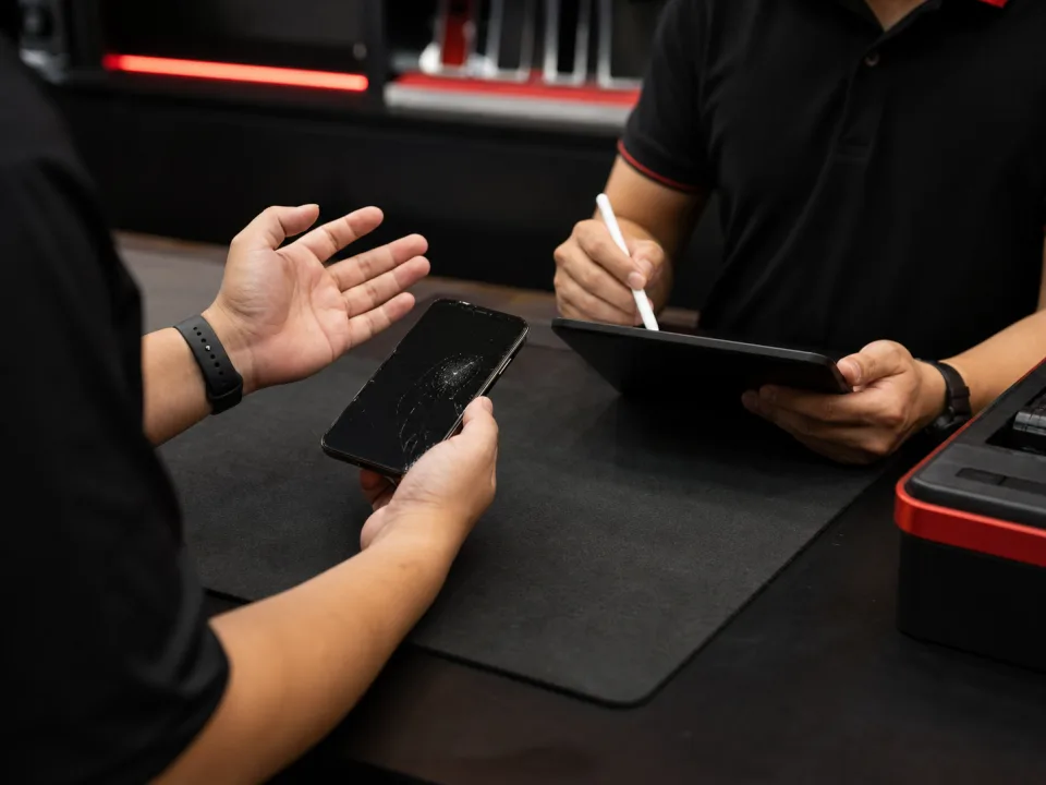 Pelanggan berkongsi masalah telefon dengan technician MRFIX