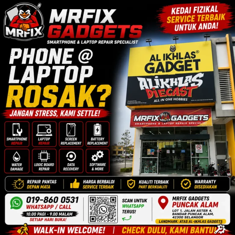 Kedai Repair Phone Puncak Alam: Servis iPhone, Android dan Laptop