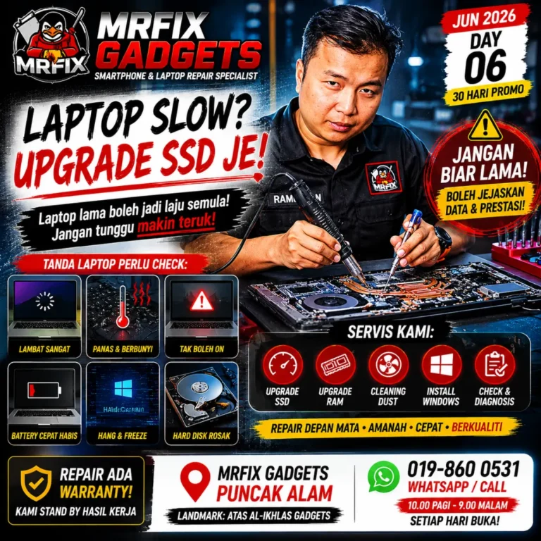 Laptop Repair Puncak Alam: Screen, Battery, Hinge and SSD Service