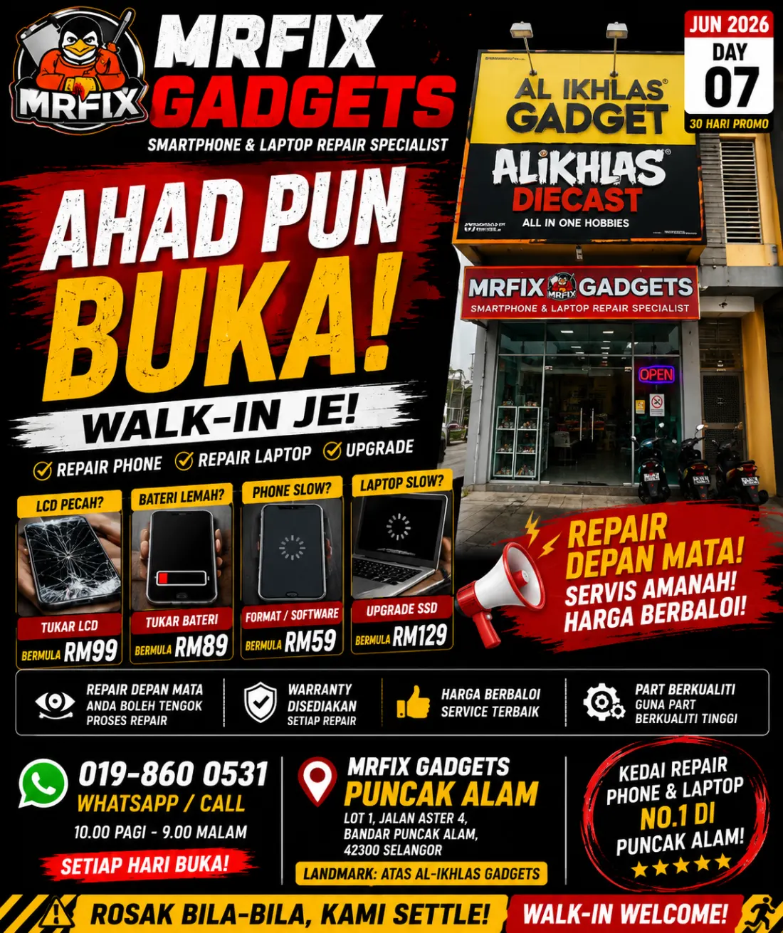 MRFIX Puncak Alam open daily including Sunday