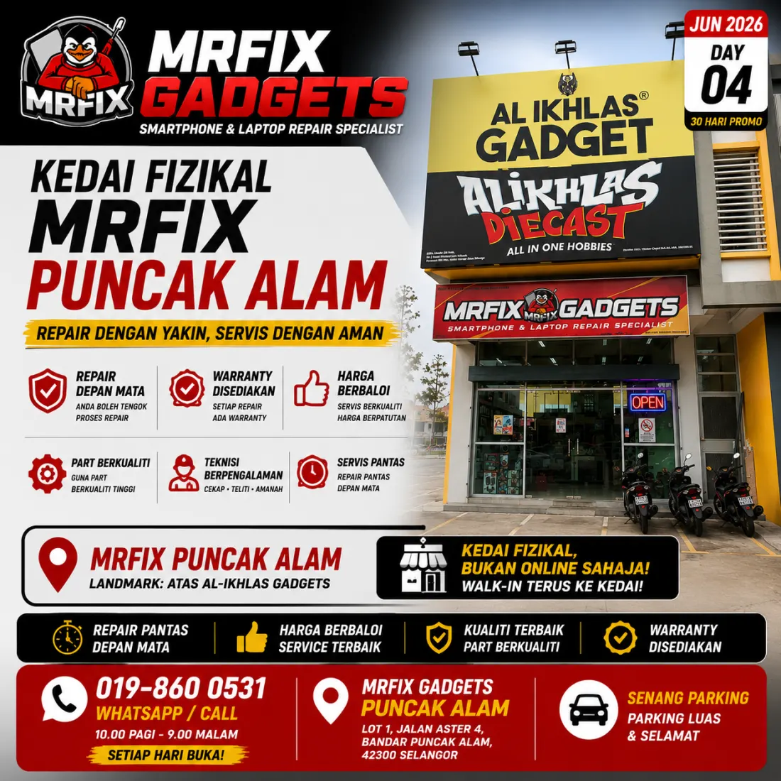 MRFIX physical phone repair shop in Puncak Alam