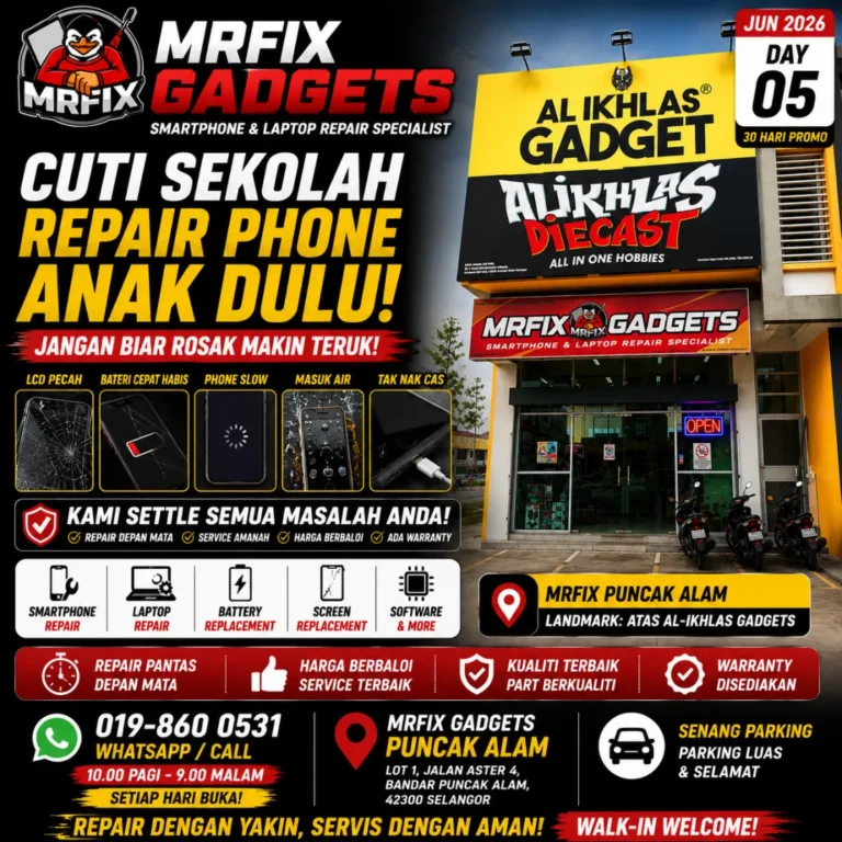 Repair iPhone Puncak Alam: Skrin, Bateri, Charging dan Kamera