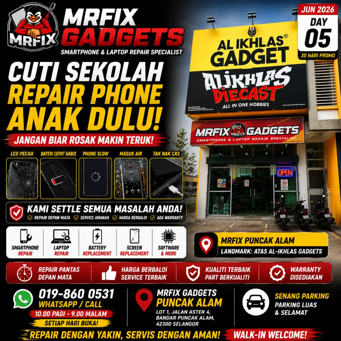 Phone screen replacement guidance for Puncak Alam customers