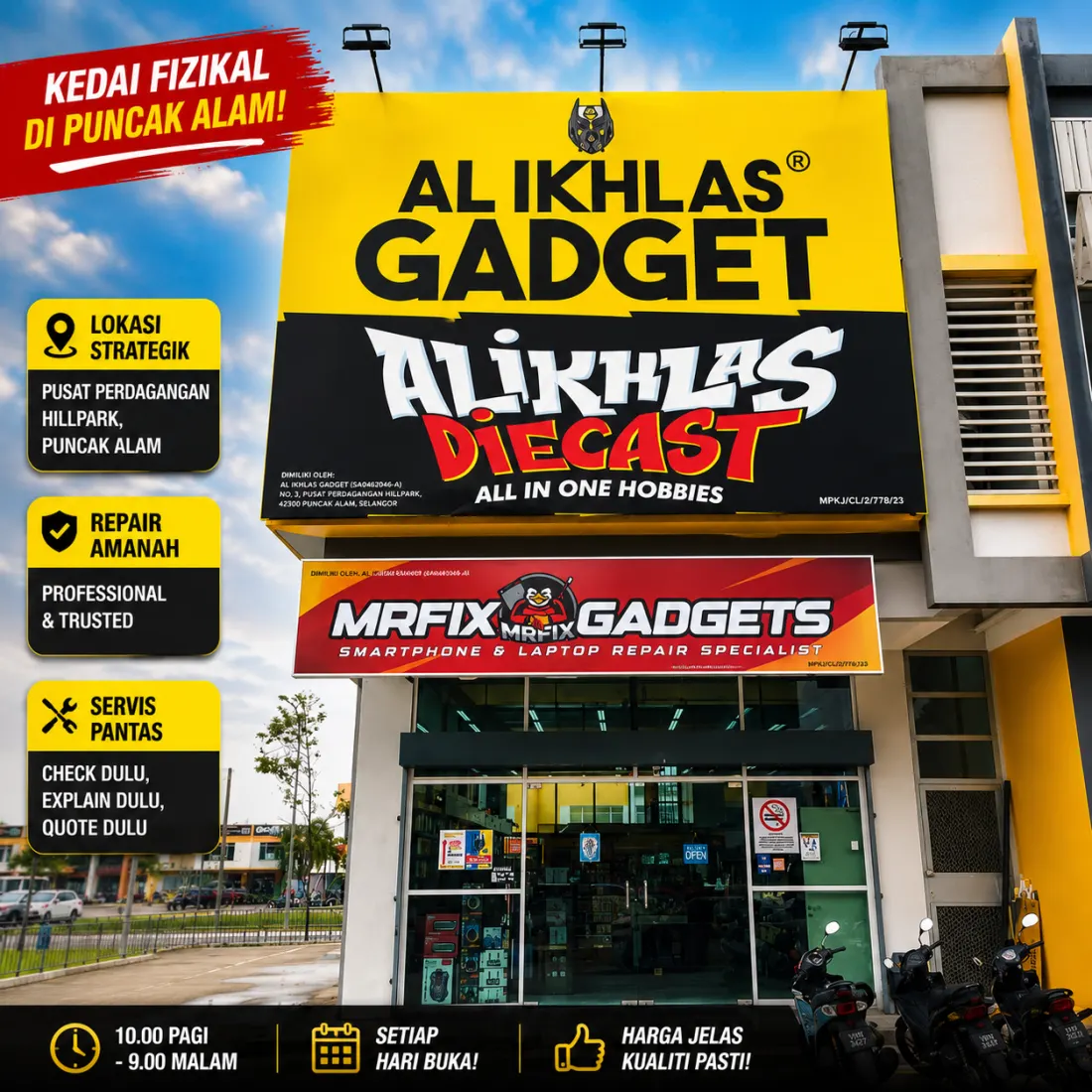 MRFIX Puncak Alam shop at Jalan Aster 4 above Al-Ikhlas Gadgets