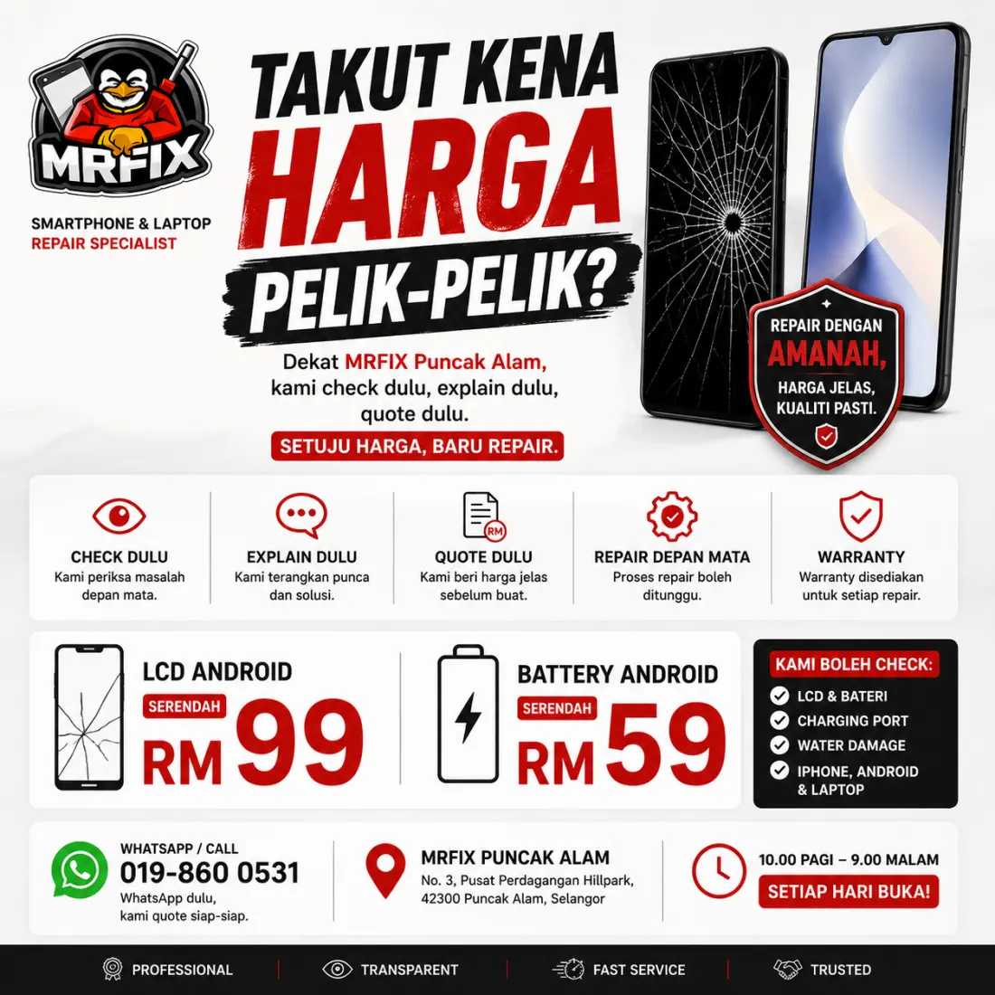 Proses harga repair iPhone yang telus di MRFIX Puncak Alam