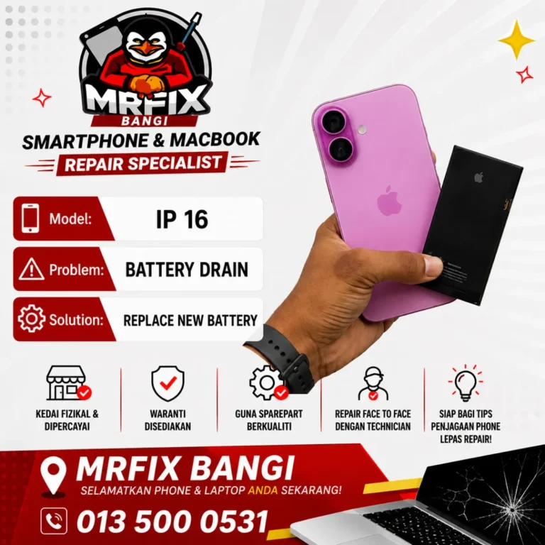 Tukar bateri iPhone di MRFIX Bangi