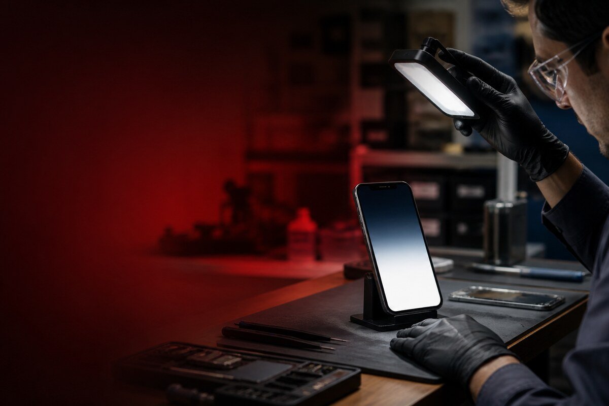 Pemeriksaan sensor cahaya telefon selepas hentakan atau lembapan