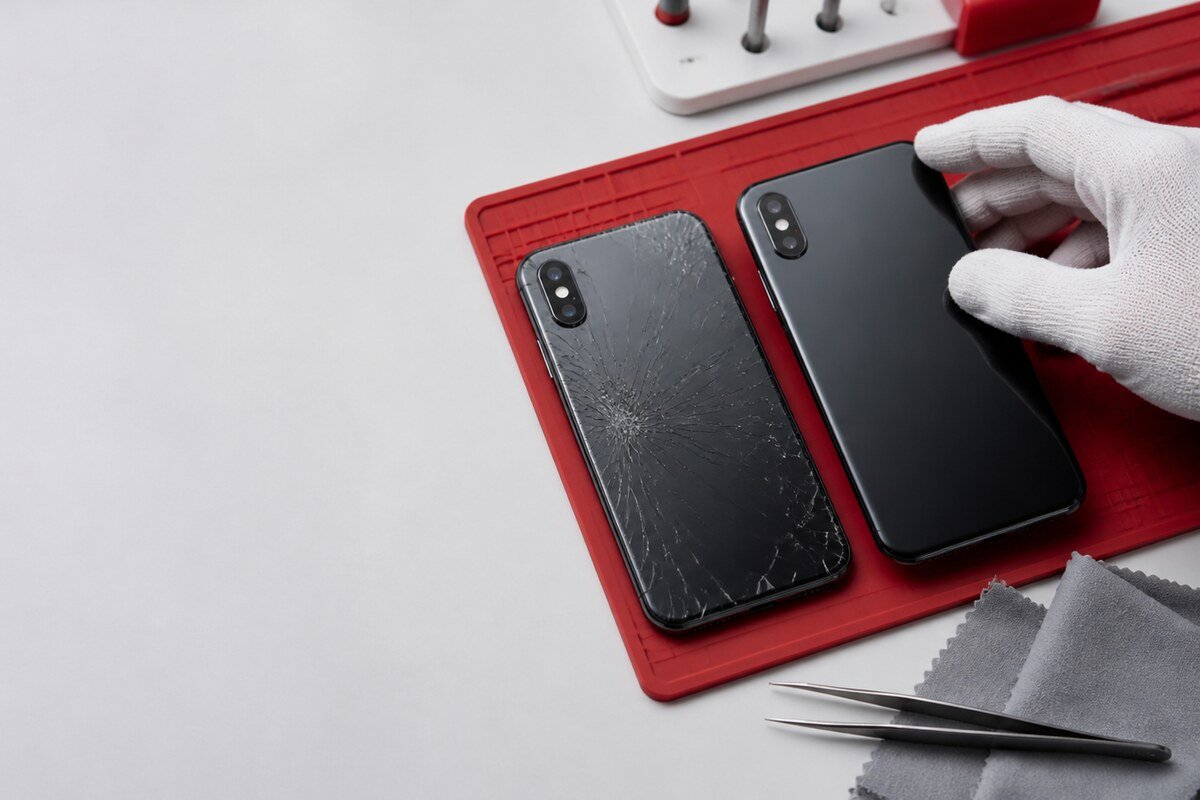 Pemeriksaan selepas jatuh untuk repair back glass phone Bangi