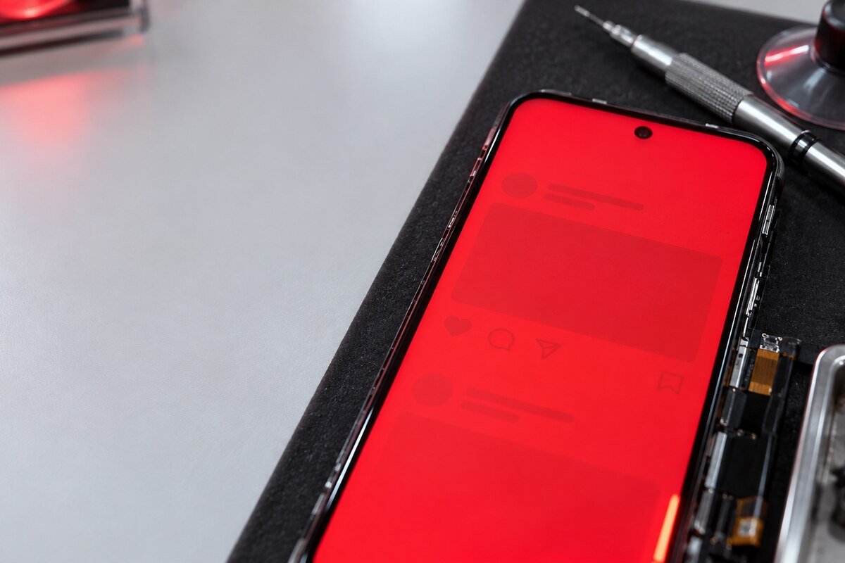 Semakan bayang paparan statik pada panel OLED telefon